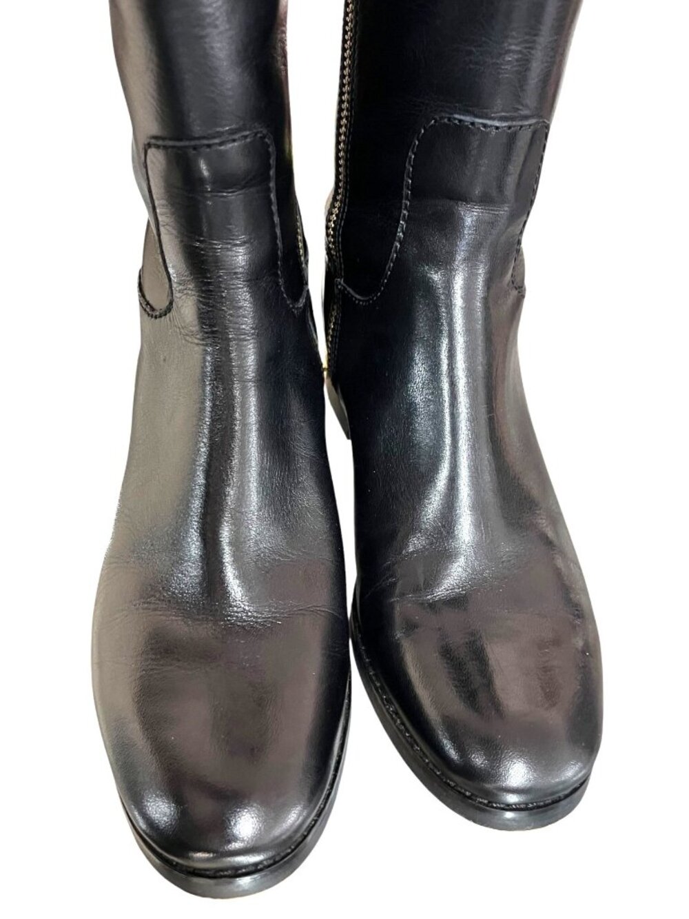 Michael Kors Black & Brown Leather Riding Boots Size 7M - Picture 11 of 11